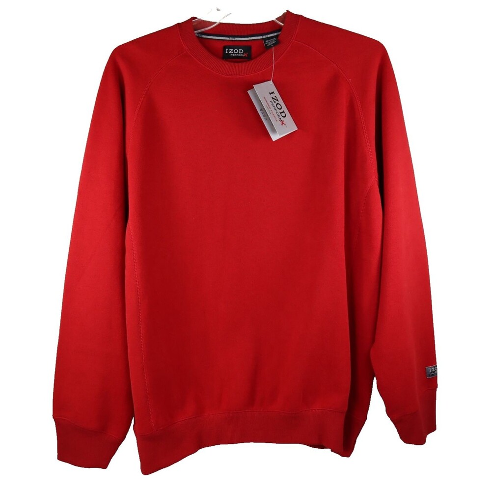 NEW IZOD PerformX Crewneck Sweatshirt Sueded Fleece Men's Size Large Red NWT